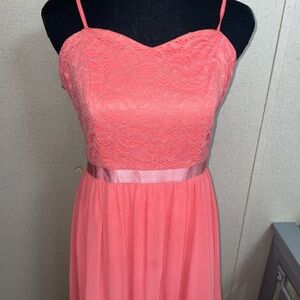 Pink Lace Spaghetti Strap Dress